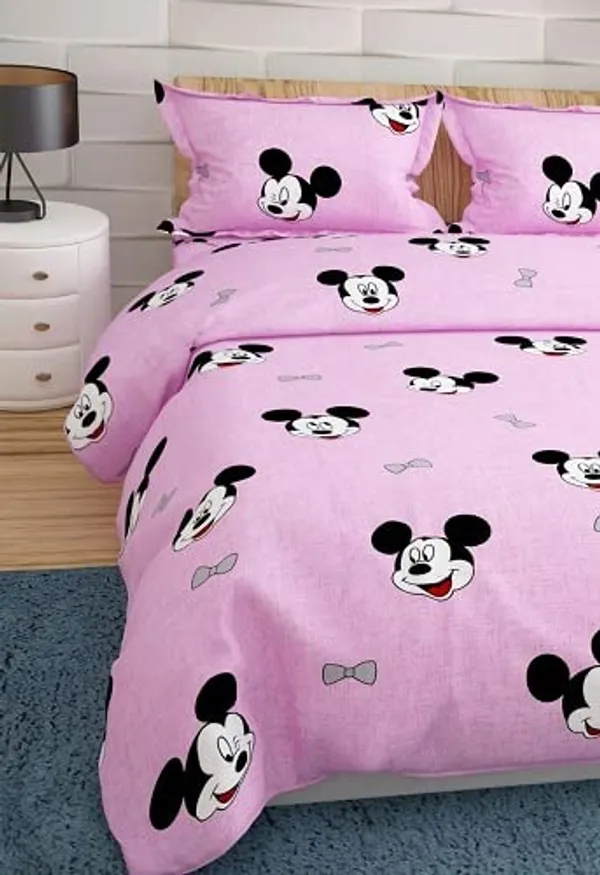 Mickey_Mouse_Kids_Cartoon_Print_BedSheet_Double_Bed_With_2_Pillow_Covers