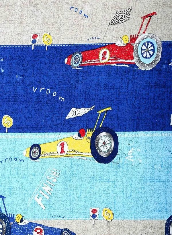F1_Car_Racing_Kids_Cartoon_Print_BedSheet_Double_Bed_With_2_Pillow_Covers