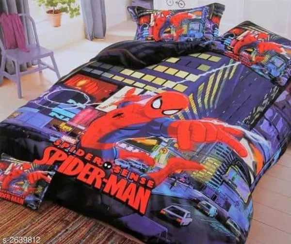 Spider_Man_Kids_Cartoon_Print_BedSheet_Double_Bed_With_2_Pillow_Covers