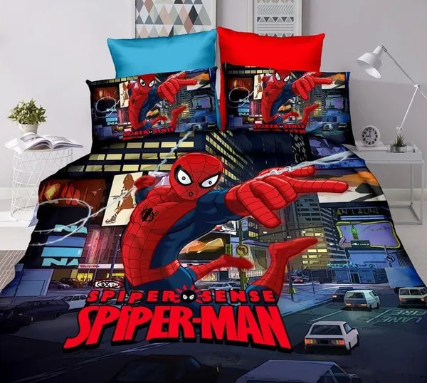Spider_Man_Kids_Cartoon_Print_BedSheet_Double_Bed_With_2_Pillow_Covers