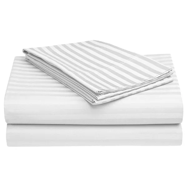 Solid_White_Self_Stripes_Pattern_Glace_Cotton_Bedsheet_|_Super_King_Size_|With_2_Pillow_Covers_|_107X118_Inch_|_240_TC