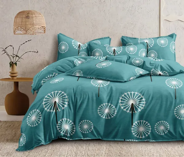 Green_Pattern_Glace_Cotton_Bedsheet_|_Super_King_Size_|_With_2_Pillow_Covers_|_108X120_Inch|_240_TC