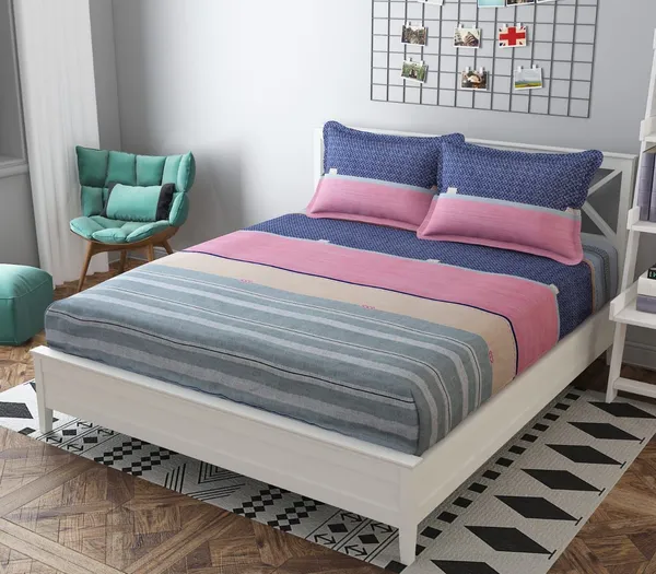 King_Size_108x108_Bedsheet_Glace_Cotton_Double_bed_|_2_Pillow_Covers