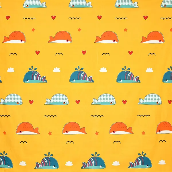 Yellow_whale_Kids_Cartoon_Print_BedSheet_Double_Bed_With_2_Pillow_Covers