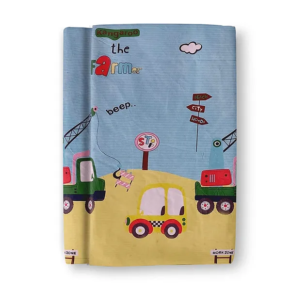 Car_Crane_Print_Kids_Cartoon_BedSheet_Double_Bed_With_2_Pillow_Covers