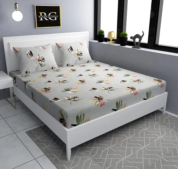 King_Size_108x108_Bedsheet_Glace_Cotton_Double_bed_|_2_Pillow_Covers