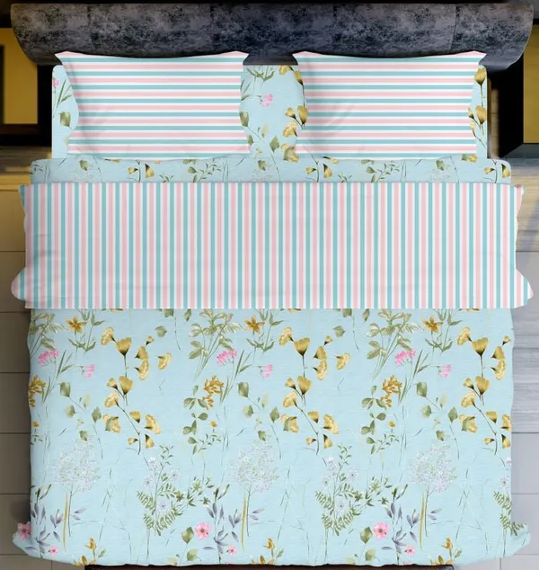Sky_Blue_Glace_Cotton_|Super_King_Size_Bedsheet_|_With_2_Pillow_Covers_|_108X118_Inch|_240_TC