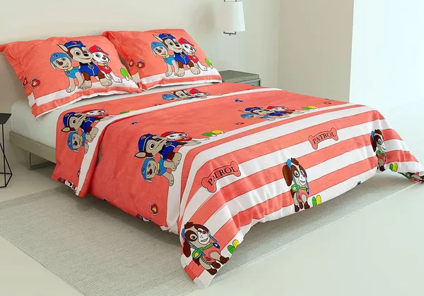Paw_Patrol_Dog_Animal_Kids_Cartoon_Print_BedSheet_Double_Bed_With_2_Pillow_Covers