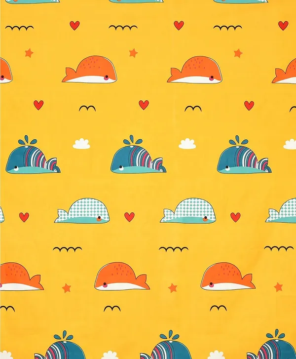 Yellow_Whale_Kids_Cartoon_Print_BedSheet_Double_Bed_With_2_Pillow_Covers