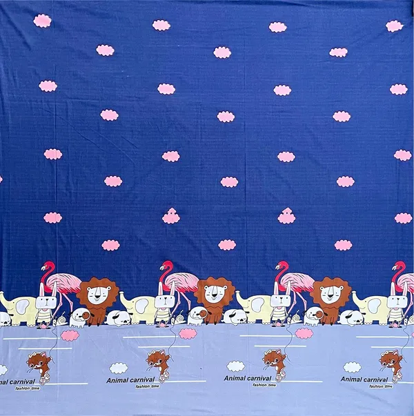 Animal_Carnival_Kids_Cartoon_Print_BedSheet_Double_Bed_With_2_Pillow_Covers