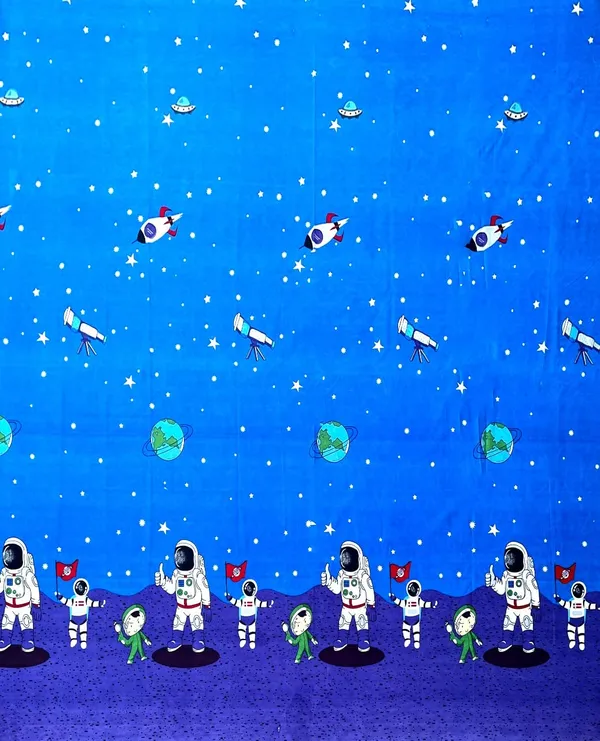 Blue_Astronaut_Science_Theme_Kids_Cartoon_Print_BedSheet_Double_Bed_With_2_Pillow_Covers
