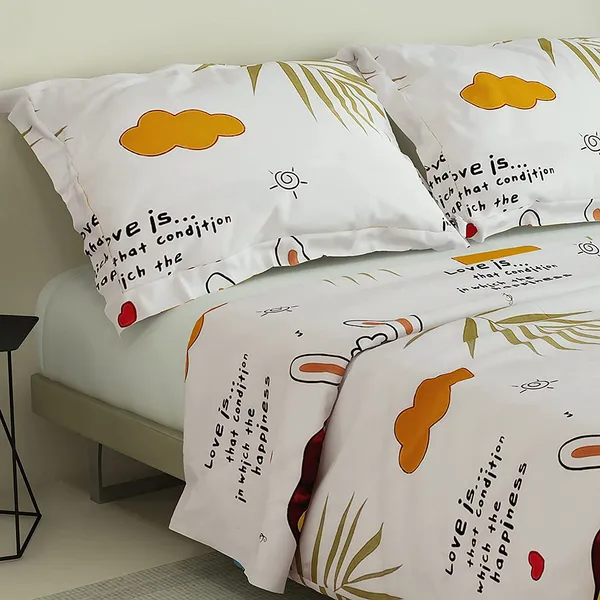 Lion_Rabbit_Animal_Kids_Cartoon_Print_BedSheet_Double_Bed_With_2_Pillow_Covers