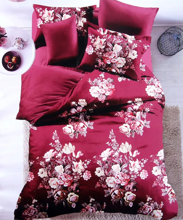 Marron_Floral_Glace_Cotton_|Super_King_Size_Bedsheet_|_With_2_Pillow_Covers_|_108X120_|_240_TC