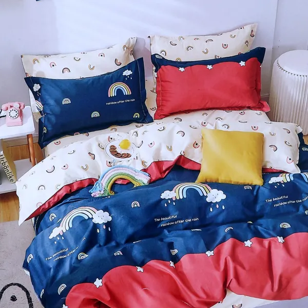Blue_Rainbow_Kids_Cartoon_Print_BedSheet_Double_Bed_With_2_Pillow_Covers