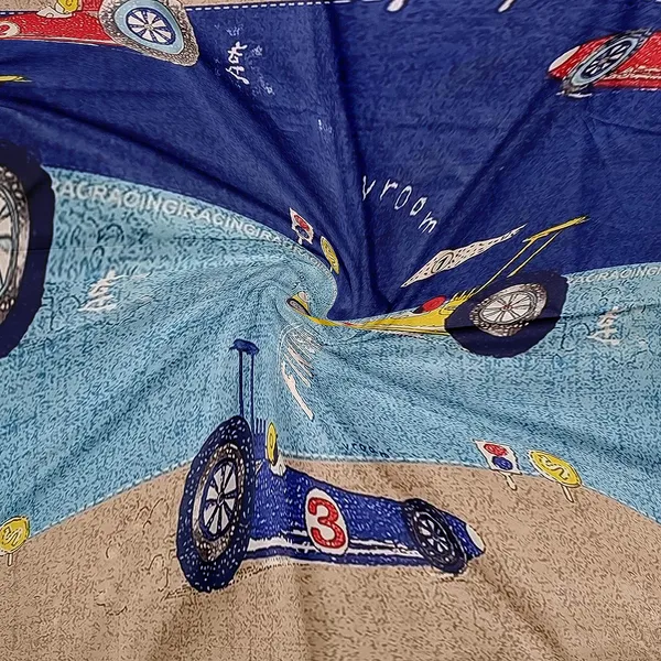 F1_Car_Racing_Kids_Cartoon_Print_BedSheet_Double_Bed_With_2_Pillow_Covers