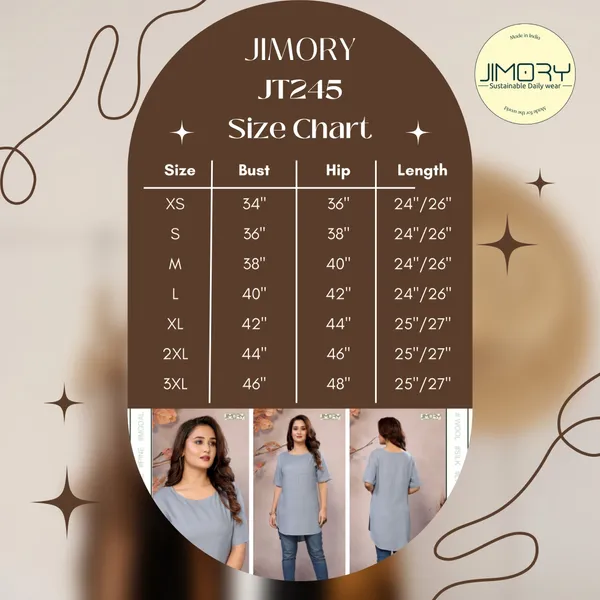Brown_Pure_Viscose_Boat_Neck_Hip_Length_Half_Sleeve_Tunic_For_Women
