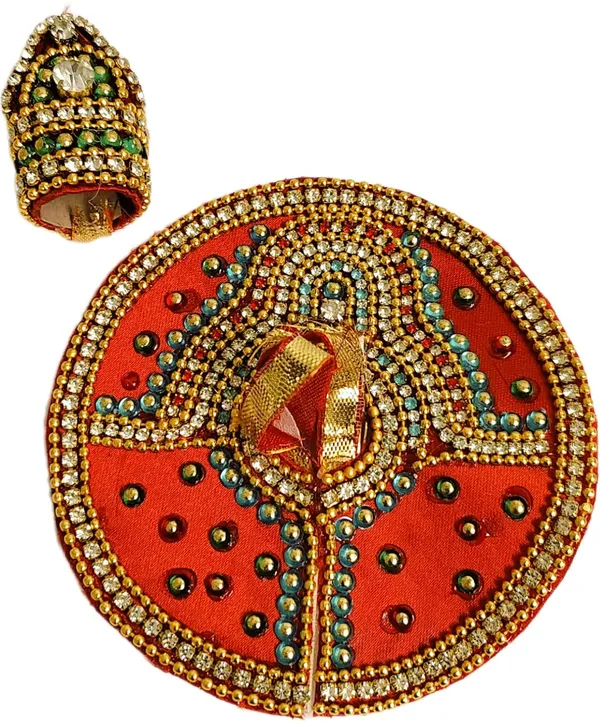 ‎Multicolor_Cotton_Laddu_Bal_Gopal_Dress_With_Pagdi_(6_X_6_X_0.1_Cm)