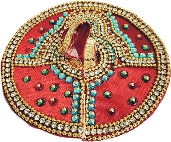 ‎Multicolor_Cotton_Laddu_Bal_Gopal_Dress_With_Pagdi_(6_X_6_X_0.1_Cm)