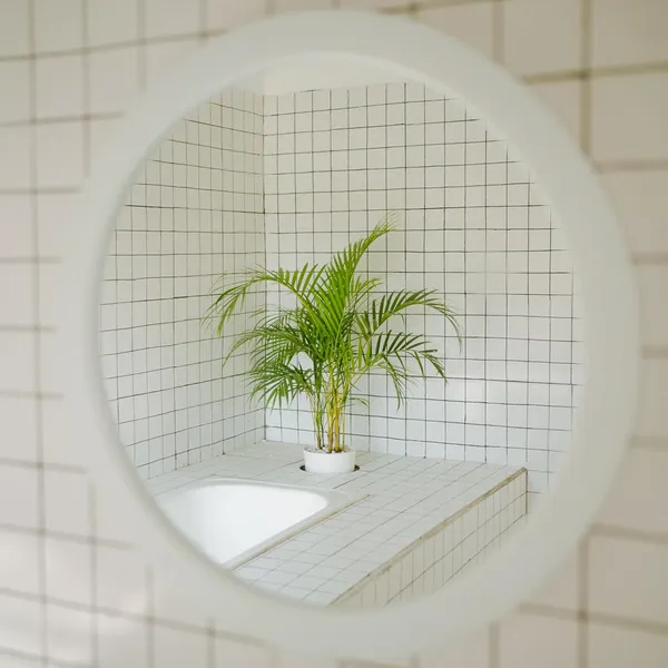 ‎Beige_Plastic_Mirror_Wall_Hanging_For_Bathroom_Bedroom_Dressing_Table_(3Mm)_(Round)_(12_Inch_Dia)