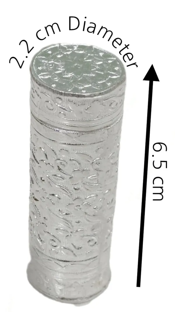 White_Silver_Plated_Metal_Empty_Tobacco_Dibbi_For_Men_(Pack_Of_1_|_6.5L_X_2_Dia_Cm)