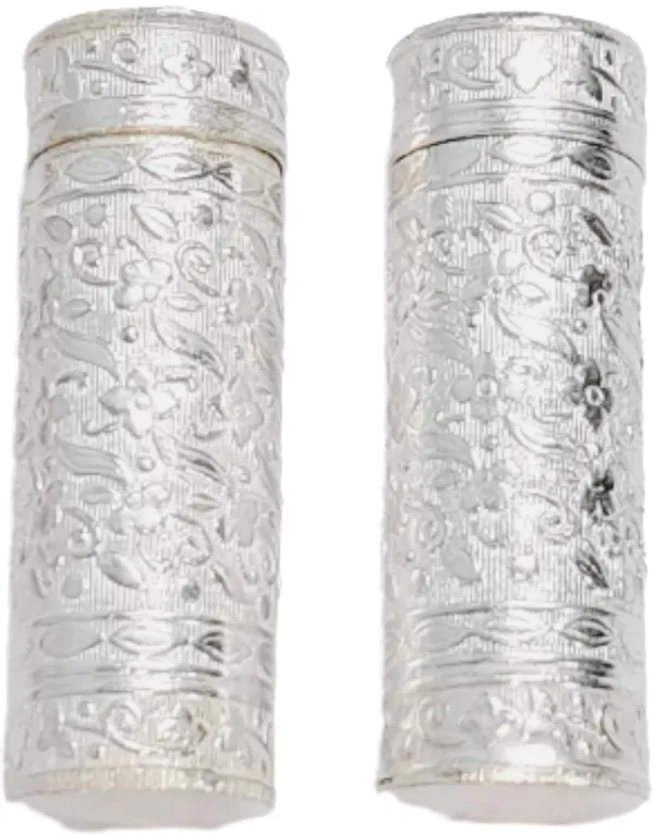 White_Silver_Plated_Metal_Empty_Tobacco_Dibbi_For_Men_(Pack_Of_1_|_6.5L_X_2_Dia_Cm)