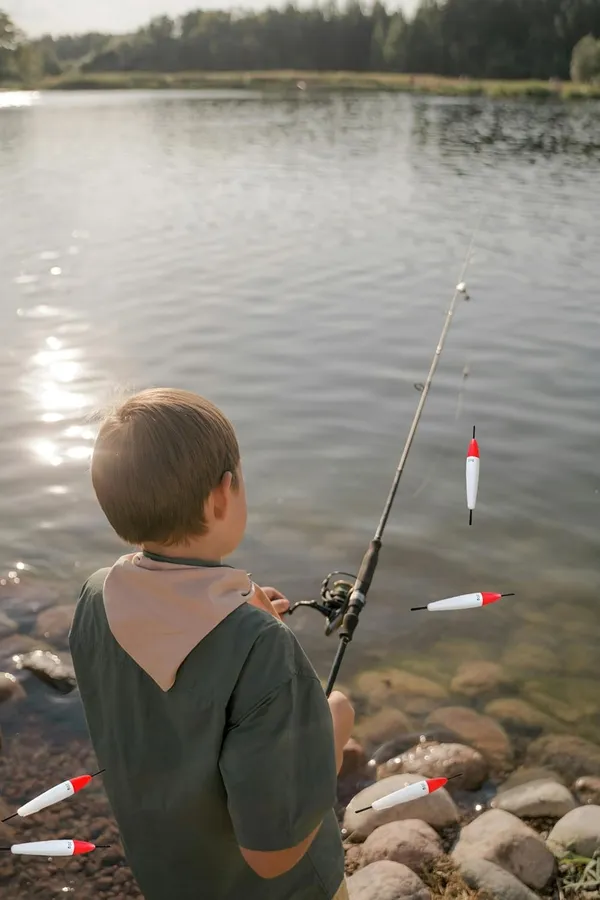 Red_White_Cylindrical_Fishing_Float_Set_Bobbers_With_Sticks_Tackle_Lure_(20_Grams)_(Pack_Of_10)_(11_Cm_Long)