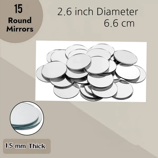 ‎Clear_Small_Glass_Round_And_Square_Mirror_Pieces_For_Craft_Work_(Pack_Of_15)_(2.6_Inch)