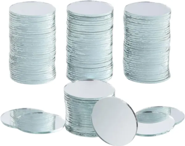 ‎Clear_Small_Glass_Round_And_Square_Mirror_Pieces_For_Craft_Work_(Pack_Of_15)_(2.6_Inch)