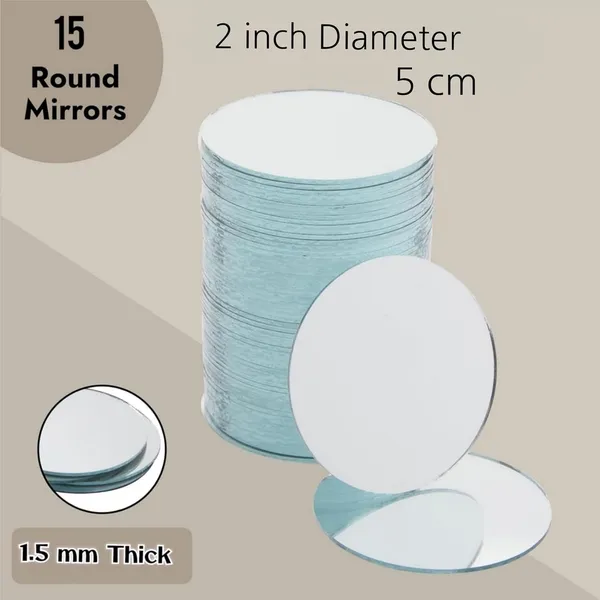 ‎Clear_Small_Glass_Round_And_Square_Mirror_Pieces_For_Craft_Work_(Pack_Of_15)_(2_Inch)