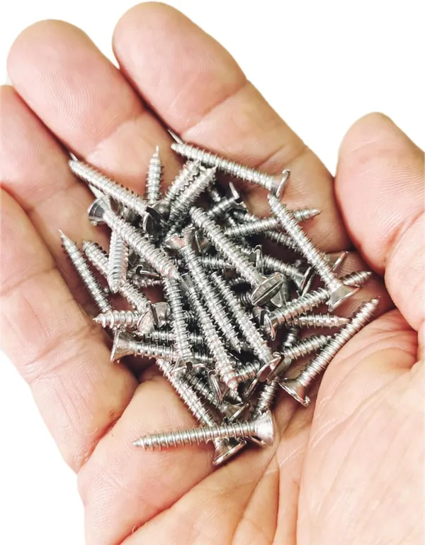 Silver_Stainless_Steel_Ss_Screws_Set_(Single_Line_Flat_Head)_(38_X_8_Mm)_(Pack_Of_100)