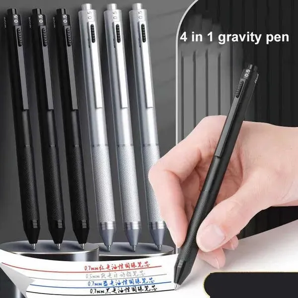Silver_Stainless_Steel_4_In_1_Retractable_Ball_Pen_For_Boys_Girls_(0.5_Mm)