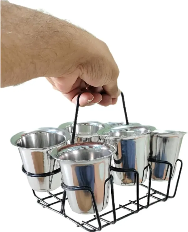 Black_Cup_Glass_Stand_Holder_Set_For_Decoration_And_Delivery_(Stand_With_6_Steel_Glasses)