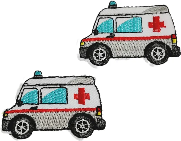 ‎Multicolor_Torn_Clothes_Applique_Embroidery_Patch_(Ambulance)_(Pack_Of_2)_(6_X_5_X_2_Cm)