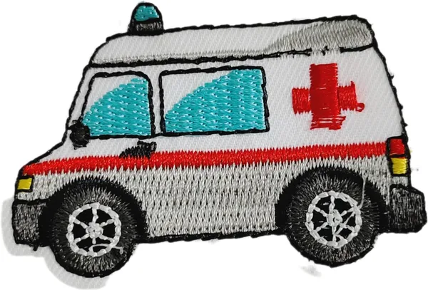‎Multicolor_Torn_Clothes_Applique_Embroidery_Patch_(Ambulance)_(Pack_Of_2)_(6_X_5_X_2_Cm)