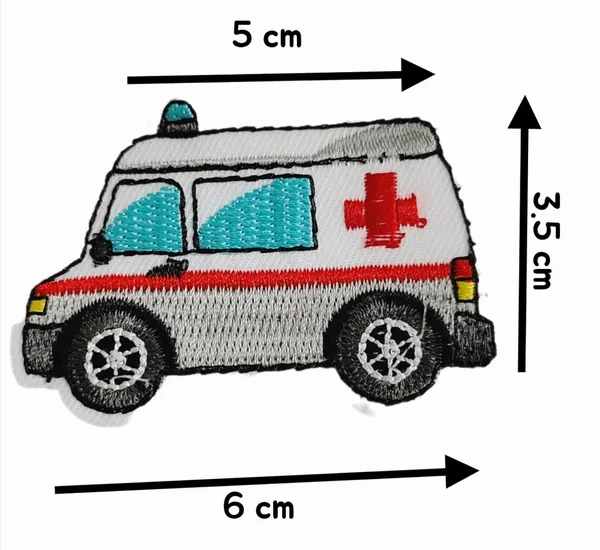 ‎Multicolor_Torn_Clothes_Applique_Embroidery_Patch_(Ambulance)_(Pack_Of_2)_(6_X_5_X_2_Cm)