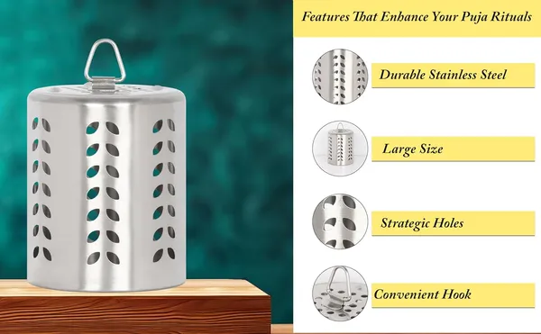 Silver_Stainless_Steel_Diya_Glass_Cover_Only_For_Pooja_With_Holes_And_Hook_(11_X_8_X_2_Cm)