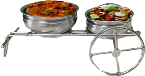 Silver_Fancy_Serving_Bowl_Dish_Plate_Handi_Set_With_Stand_Trolley_(Bullock_Cart_Shaped)