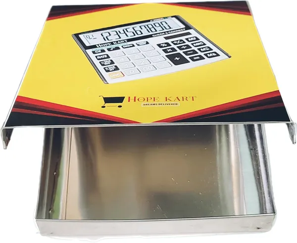 ‎Silver_Stainless_Steel_Calculator_Cover_Safe_Case_(Calculator_Box_Without_Compartment)_(14_X_12.7_X_5.1_Cm)