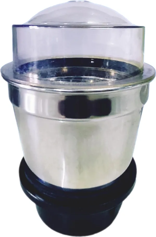 Silver,_Black_Stainless_Steel_Chutney_Jar_Bowl_Mixture_Grinder_Machine_(Double_Lock_And_4_Teeth_Coupling,_Lid_And_Steel_Blade)