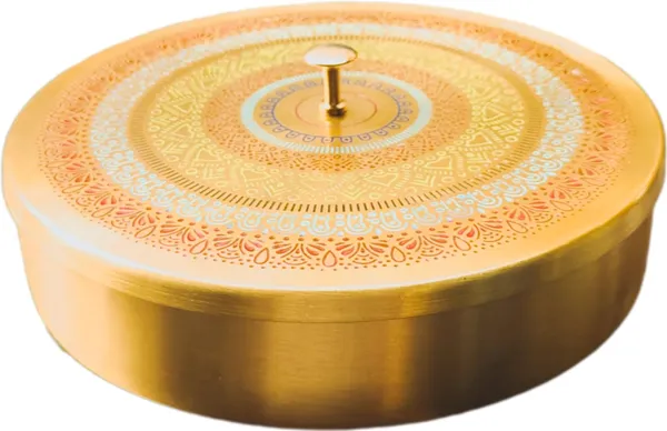 Multicolor_Brass_Masala_Container_Box_For_Kitchen_With_Brass_Spoon_(8_Inch_Dia)_(2_Inch)