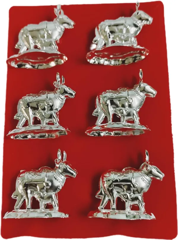 Silver_Silver_Metal_Kamdhenu_Cow_And_Calf_Vastu_Idol_For_Pooja_(Pack_Of_6)