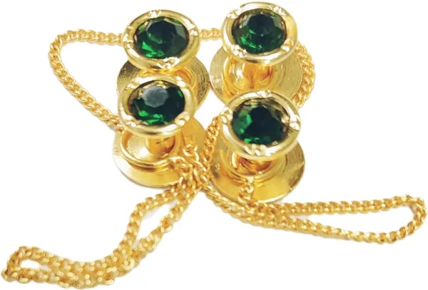 Dark_Green_Brass_Kurta_Buttons_For_Men_With_Golden_Chain_(23_Cm)