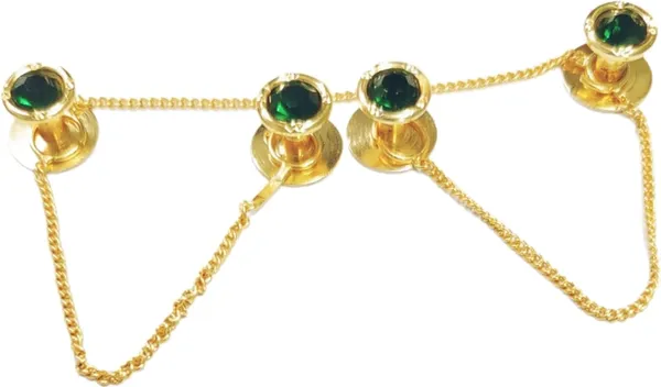 Dark_Green_Brass_Kurta_Buttons_For_Men_With_Golden_Chain_(23_Cm)
