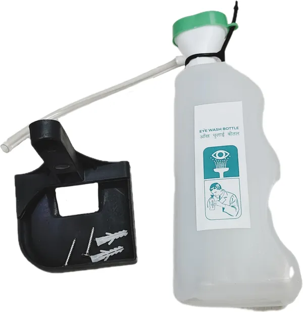 White_Eye_Wash_Cup_Cleaner_Bottle_With_Wall_Mount_Holder_(500_Ml)