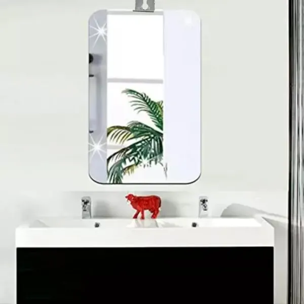 ‎Silver_Framless_Mirror_Wall_Hanging_For_Bathroom_Bedroom_Dressing_Table_(Rectangular)_(5Mm_Thick)_(12L_X_7.5W_Inch)