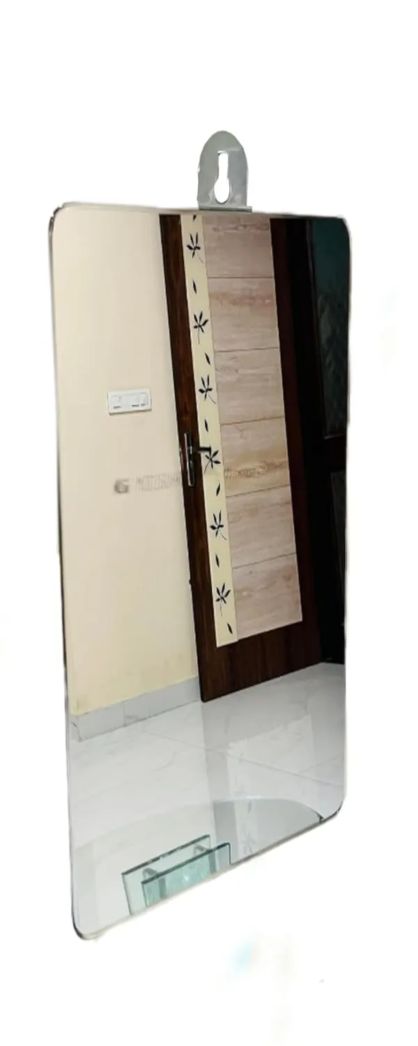 ‎Silver_Framless_Mirror_Wall_Hanging_For_Bathroom_Bedroom_Dressing_Table_(Rectangular)_(5Mm_Thick)_(12L_X_7.5W_Inch)