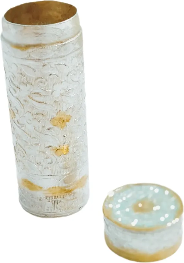 White_Metal_Ganga_Jamuna_Chuna_Dani_For_Men_(Pack_Of_1_|_6.5L_X_2_Dia_Cm)
