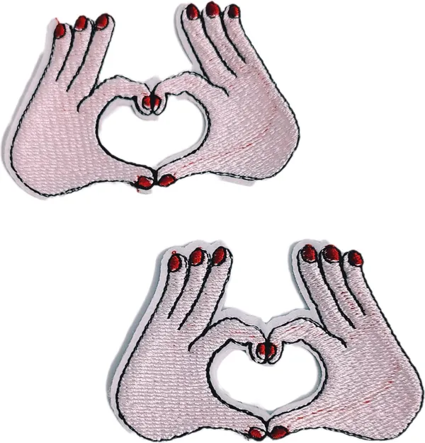 ‎Multicolor_Torn_Clothes_Applique_Embroidery_Patch_(Hand_Made_Love)_(Pack_Of_2)_(6_X_5_X_2_Cm)