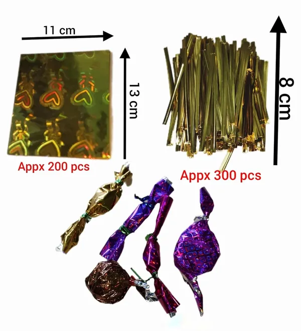‎Multicolor_Holographic_Reversible_Chocolate_Wrapping_Plastic_Foil_Film_Sheet_(Pack_Of_200)_(11X13_Cm)