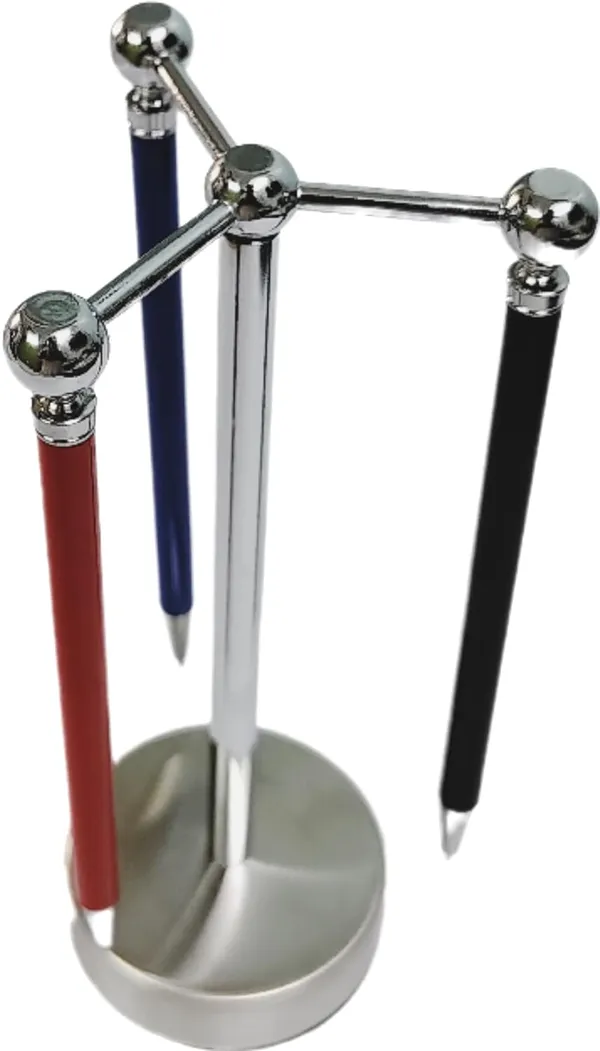 Silver_Magnetic_Hanging_Ball_Pen_Holder_With_3_Color_Pens_(17L_X_6Dia_Cm)